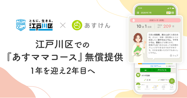 江戸川区、妊娠中の栄養・体重管理を『あすけん』でサポートして1年～「あすママコース」を区内在住の妊婦へ無償提供、2年目も継続～