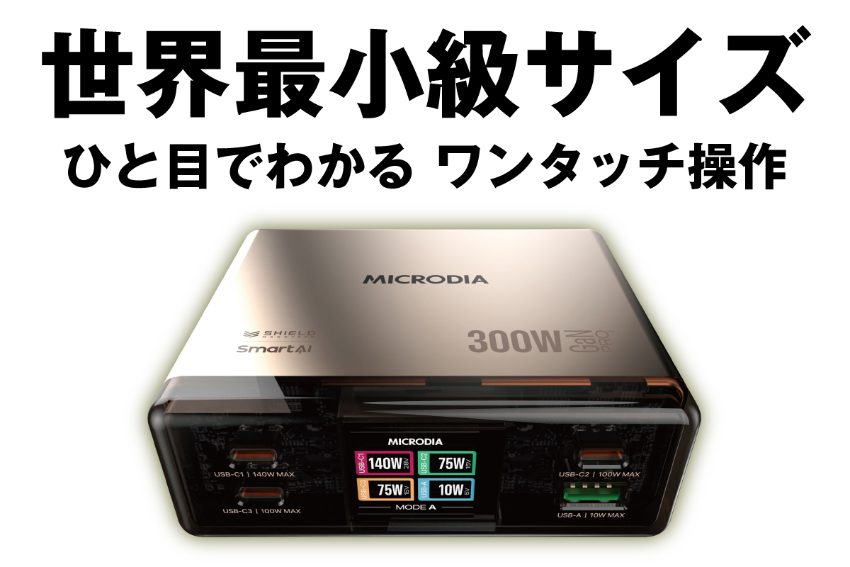 MICRODIA：2月1日よりクラウドファンディング開始！次世代の超高性能デスクトップ充電器！MegaCharge300W！