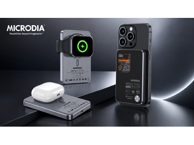 MICRODIA、Apple Watch・AirPodsも同時充電できる準固体電池モバイル
