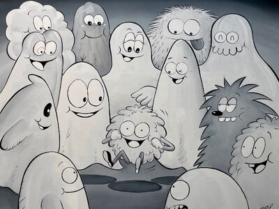 【銀座 蔦屋書店】UNO YOSHIHIKOの個展「The Ghosts' Party」を8月28日（金）より開催中。シュールで愛しいおばけたちの日常とパーティを描いた新作を展示。