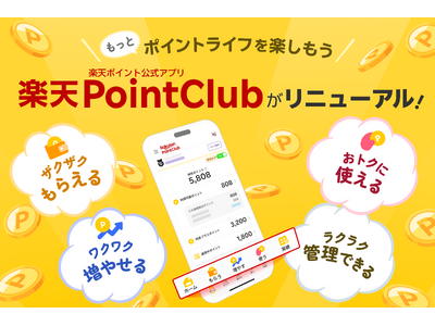 楽天、「楽天ポイント」公式アプリ「楽天PointClub」をリニューアル