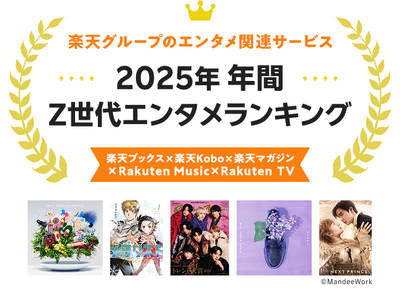 楽天、「楽天ブックス」「楽天Kobo」「楽天マガジン」「Rakuten Music」「Rakuten TV」の「2025年年間 Z世代エンタメランキング」を発表