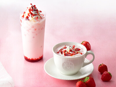 【カフェ・ド・クリエ】ホリデーシーズンを彩る苺×ホワイトショコラのドリンク、華やかなケーキ2品が11月16日に登場！