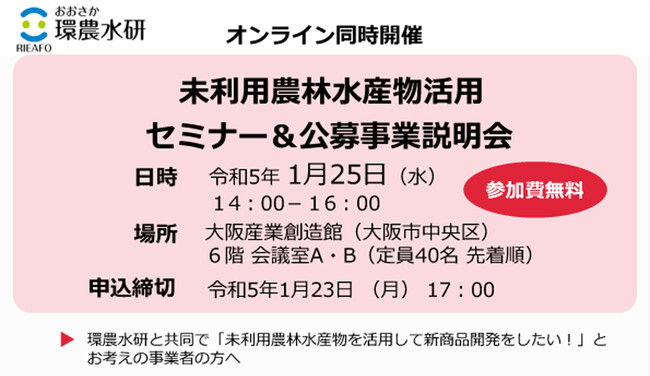 ロスゼロ代表がアップサイクル食品開発について講演。環農水研が主催する「未利用農林水産物活用セミナー」1月25日(水)　14時～