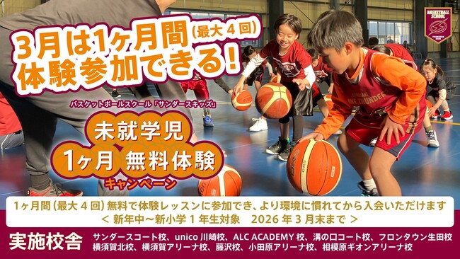 川崎ブレイブサンダース バスケットボールスクール「THUNDERS KIDS」未就学児1ヶ月無料体験キャンペーン開催のお知らせ