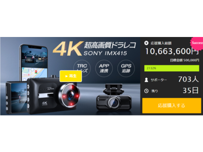 【支援総額1000万円達成】4K Ultra HD超高画質 ドラレコ「HX」！圧倒的な映像美