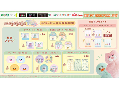 優しい色合いにときめく「mojojojoパステルカラーシリーズ」！ かわいい「フェイスポーチ」や「コンパクトミラー」など６アイテムを４月17日（金）よりモーリーファンタジー・PALOにて展開開始