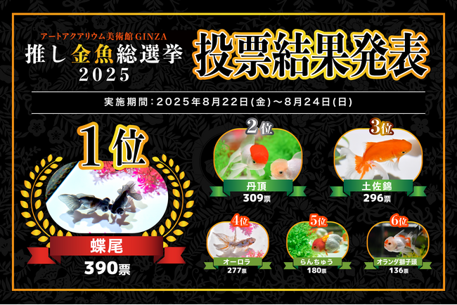 「推し金魚総選挙2025」結果発表今年の人気No.1金魚は“蝶尾”に決定！