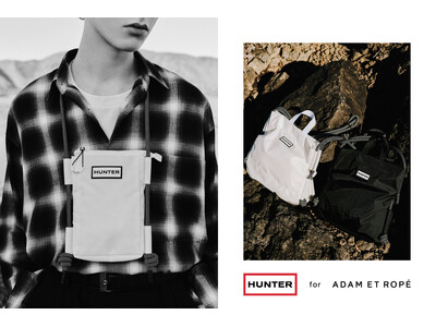 英国の老舗ブランドHUNTER と ADAM ET ROPE'の別注アイテム第2弾ブラックフレームのロゴが目を惹く、耐久性に優れた軽量バッグ2型が発売！