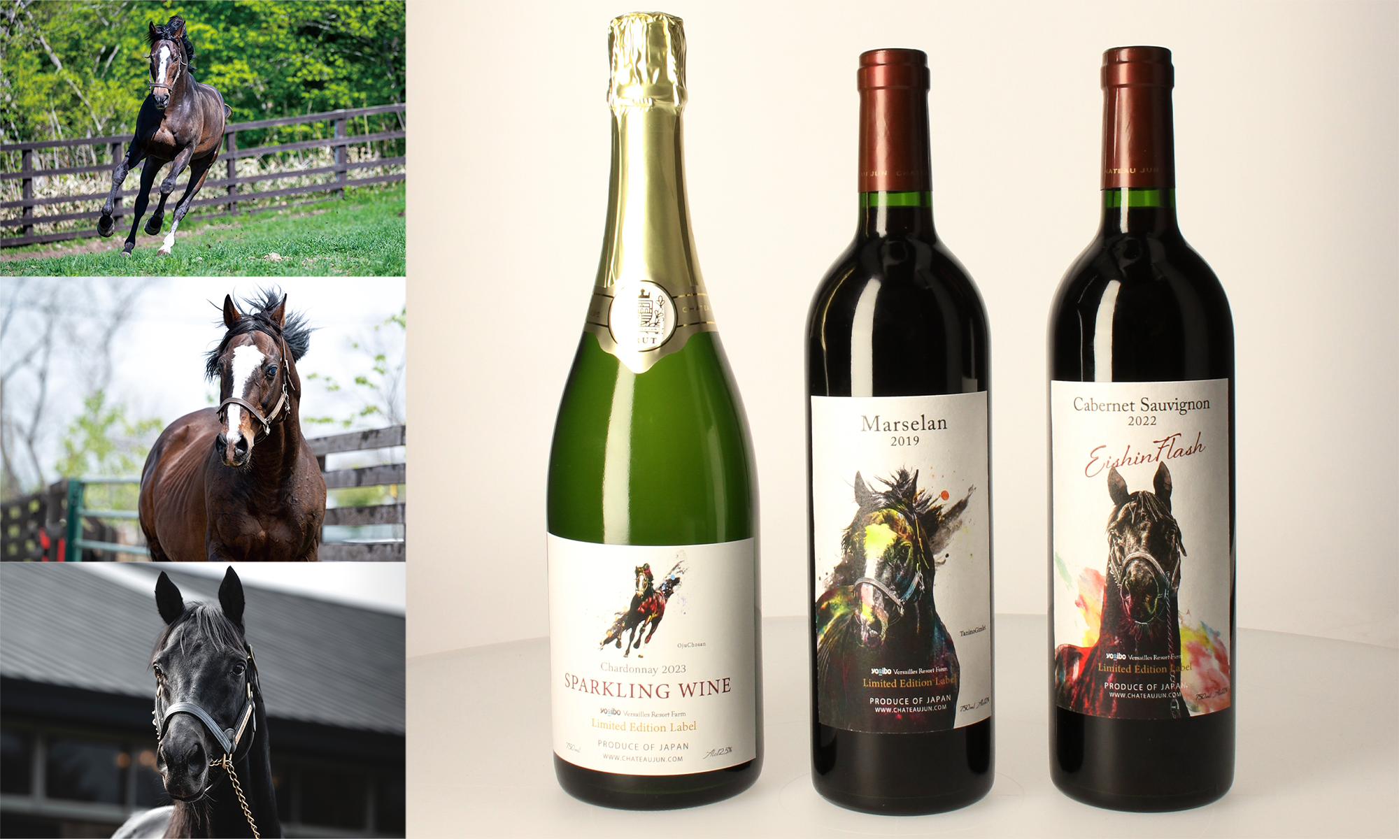 「ヴェルサイユリゾートファーム」の名馬をモチーフにした特別なワインが「シャトー…