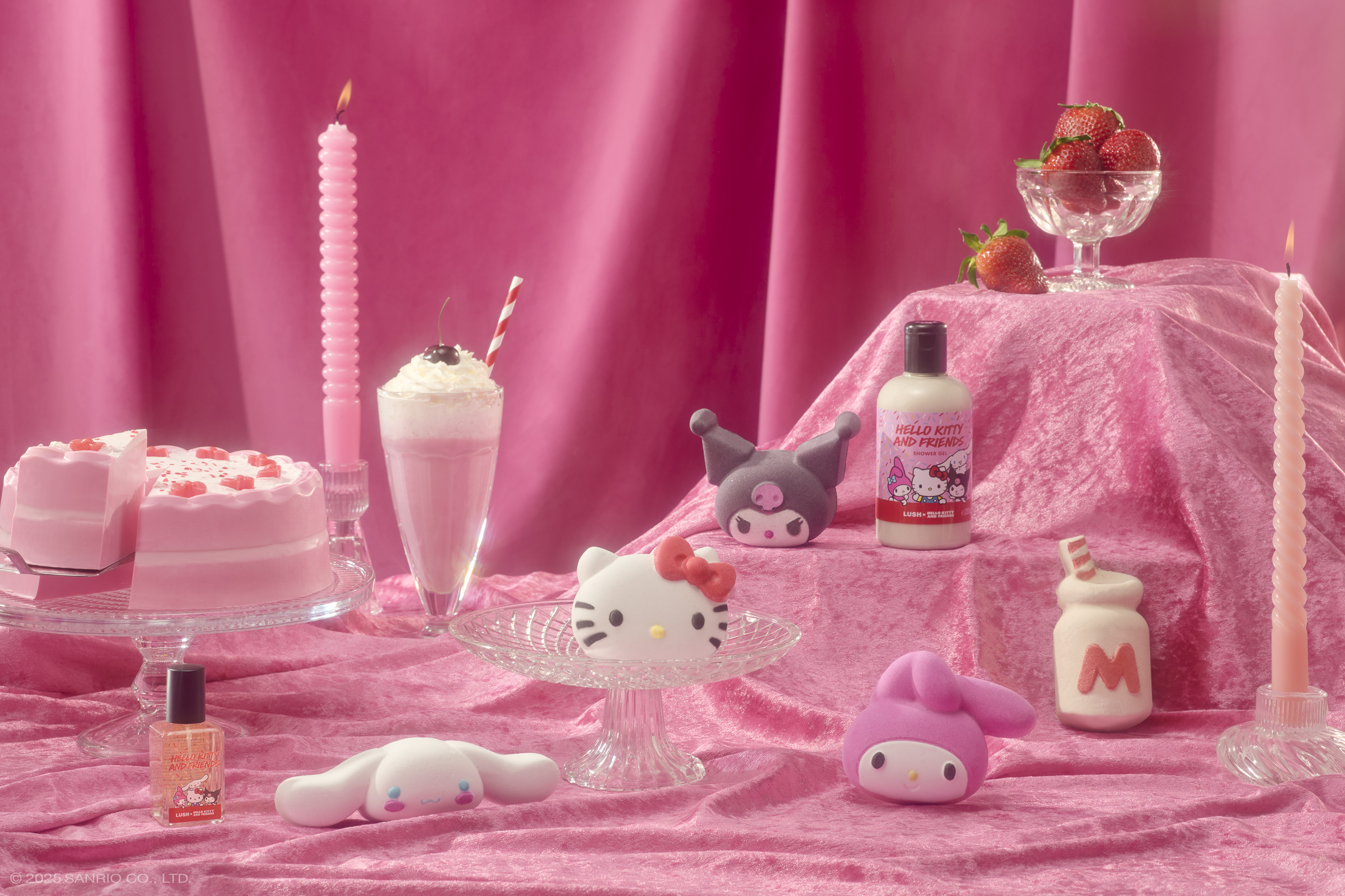 ナチュラルコスメブランドLUSHハローキティ、マイメロディ、シナモロール、クロミとの限定コラボレーションアイテム8種を4月24日から発売