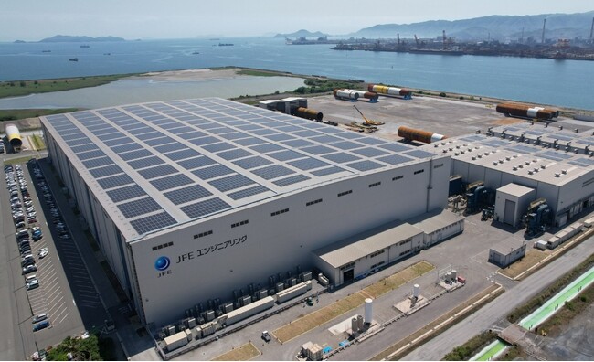 洋上風力発電の基礎構造物を製造する「笠岡モノパイル製作所」で太陽光発電コーポレートPPAサービスの運用を開始