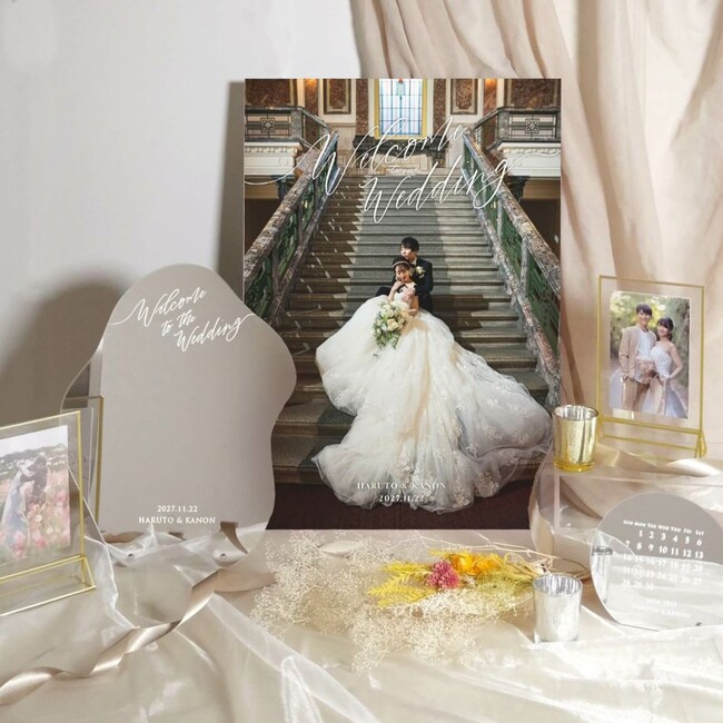 「写真映え」と「おしゃれ空間演出」をひとつに。人気の“フォトパネルウェルカムボード”と“ウェルカムミラー”がコラボした【ウェルカムスペースセット】が新登場!