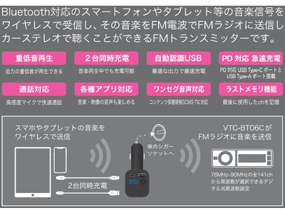 【新商品】ボタンを押すだけで迫力の重低音再生『ワイヤレスFMトランスミッター』