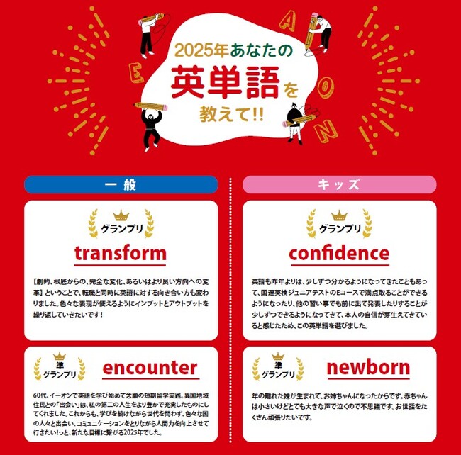 株式会社イーオン、『2025年あなたの英単語を教えて』企画のグランプリ発表