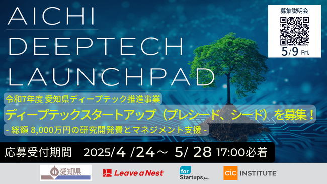 Aichi Deeptech Launchpad 2025年度 支援対象企業の募集を開始