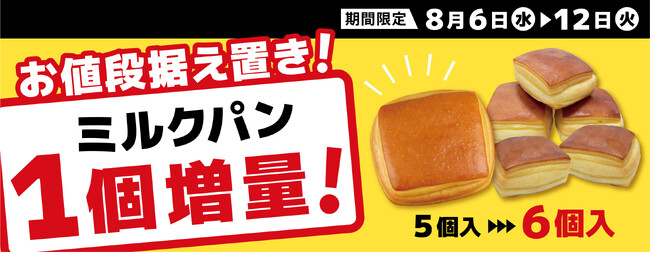 この物価高騰にも負けず!7日間限定!クックハウス人気No.1「ミルクパン」お値段そのまま”1個増量” キャンペーン!