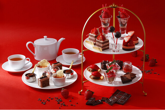 【東京マリオットホテル】注目のブランドいちご”あまりん”と自家製ビーントゥバーチョコレートの甘美な饗宴「あまりん× Bean to bar Chocolate Afternoon Tea」