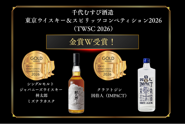 【金賞W受賞！】ジャパニーズウイスキー「林太郎 ミズナラカスク」とクラフト・ジン「因伯人（IMPACT）」がアジア最大級の酒類品評会『TWSC 2026』で金賞受賞