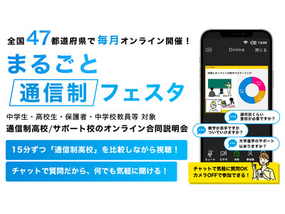 全国的な不登校の増加を背景に、通信制高校の合同説明会「まるごと通信制フェスタ2024」10月より全47都...