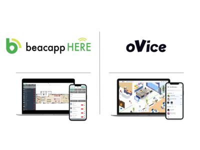 累計導入社数No.1を誇る屋内位置情報サービス「Beacapp Here」とバーチャル空間「oVice」が連携可能に！