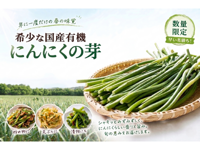 【早い者勝ち！】年に一度だけの春の味覚、希少な国産有機「にんにく王の芽」今年も数量限定で予約販売中