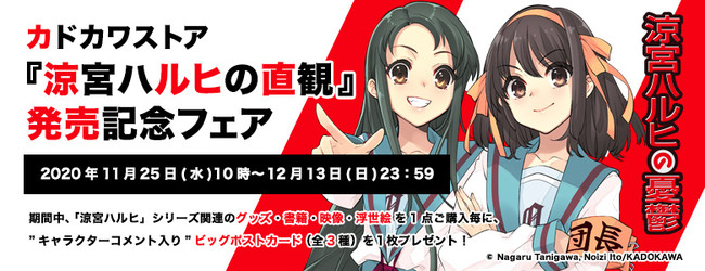 待望の「涼宮ハルヒ」シリーズ最新刊『涼宮ハルヒの直観』発売を記念して、カドカワストアにて限定商品の販売＆フェアを開催！ -  記事詳細｜Infoseekニュース