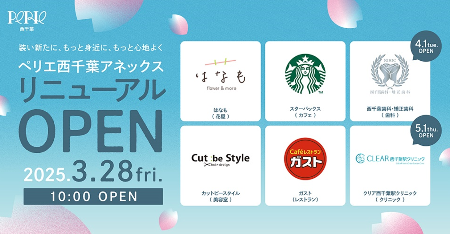 「ペリエ西千葉　アネックス」がリニューアルＯＰＥＮ！！＜３月２８日（金）１０：００開店＞