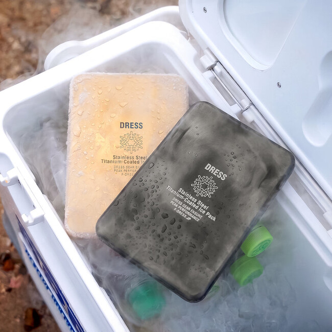 保冷剤、まだプラスチックのまま？ キャンプ・BBQ・釣りのクーラーボックス問題に、釣りブランドDRESSの「金属製保冷剤 チタンコート」5月末発売
