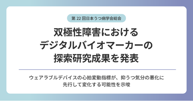 テックドクター、第22回日本うつ病学会総会にて双極性障害におけるデジタルバイオマーカーの探索研究成果を発表