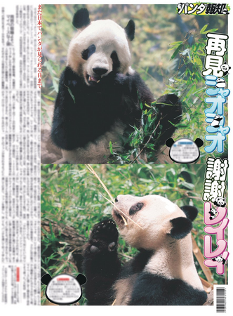 プレスリリース「表紙を公開！１月20日発売「再見シャオシャオ　謝謝レイレイ」特別号【スポーツ報知】」のイメージ画像