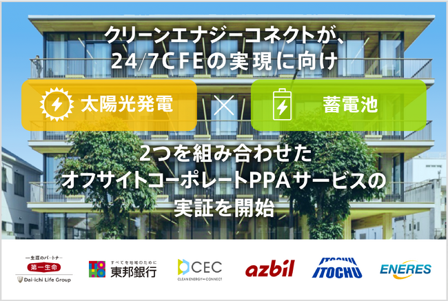 クリーンエナジーコネクトが24時間365日 100％の再エネ利用（24/7 CFE）の実現を目指し太陽光発電×蓄電池を組み合わせたオフサイトコーポレートPPAサービスの実証に向けた取り組みを開始