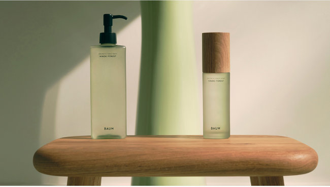BAUM、HINOKI FORESTの香り、ハンドウォッシュとルームスプレーを定番香調として発売。
