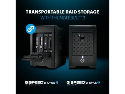 ウエスタンデジタル、可搬型4ベイのG-Technology G-SPEED Shuttle with Thunderbolt3およびev Series Bay Adaptersを日本で出荷開始