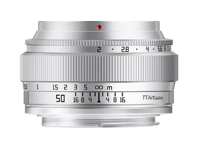 フルサイズ対応の小型レンズ「TTArtisan 50mm f/2」シルバー 発売