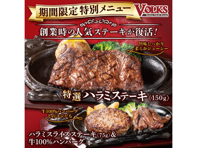 『ステーキハウス フォルクス』創業時の人気ステーキが今年もGWに限定復活！こどもの日のお菓子つかみ取り企画も！