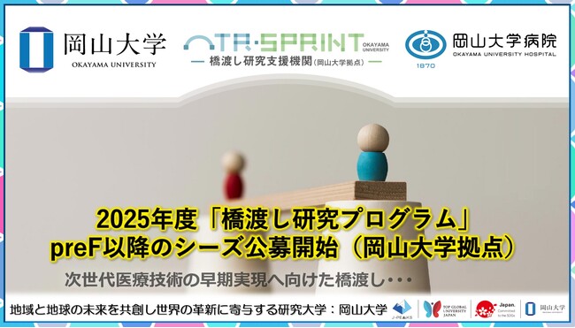 【岡山大学】2025年度「橋渡し研究プログラム」preF以降のシーズ公募開始（岡山大学拠点）