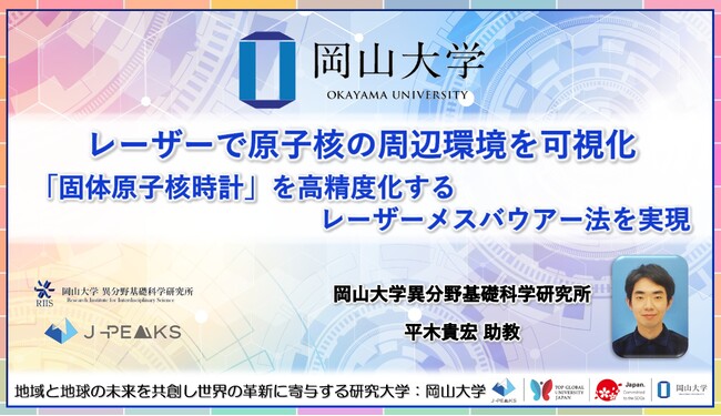 【岡山大学】レーザーで原子核の周辺環境を可視化 「固体原子核時計」を高精度化するレーザーメスバウアー法を実現