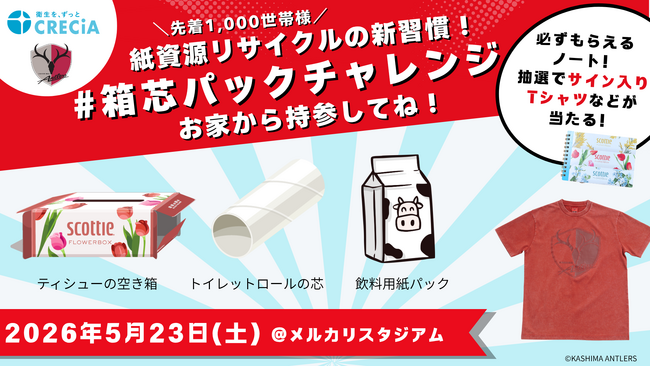 「#箱芯パックチャレンジ」鹿島アントラーズホーム最終戦で自分から始める！紙資源リサイクルという新しい習慣