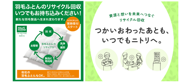 【ニトリの羽毛布団回収】つかいおわったあとも、いつでもニトリへ。9月29日（月）より全国のニトリで常時受付スタート。