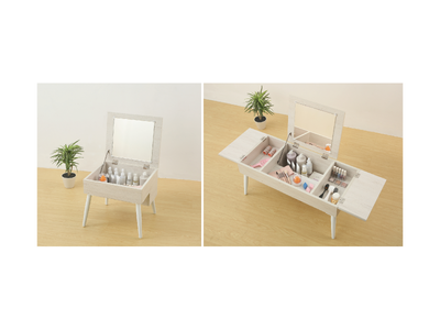 収納力と使いやすさを両立！お部屋になじむシンプルデザインのミラー付き収納テーブルを発売