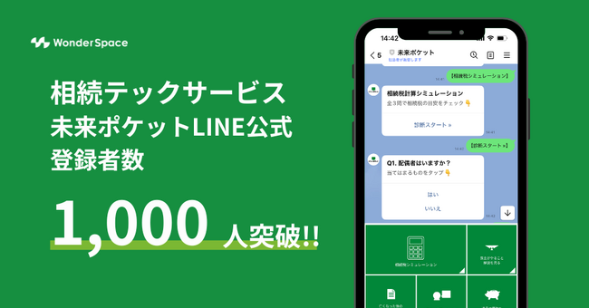 「相続テック」の新サービス『未来ポケット』のLINE登録者数が2か月で1,000人を突破！