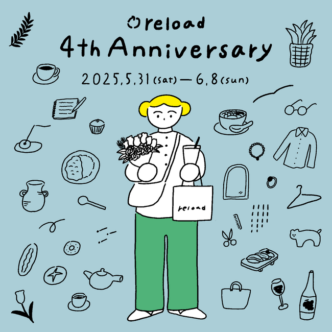 【reload】開業4周年を祝い、イラストレーター『いそのけい』とコラボした「reload 4th Anniversary 」を開催
