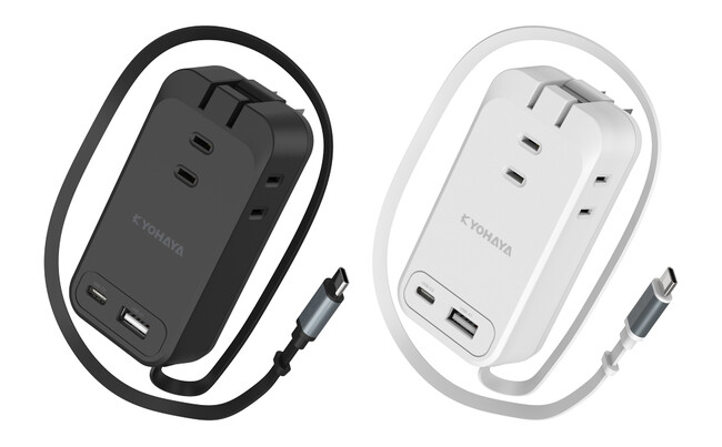 ケーブル持ち歩きはもう不要。77cm巻取り式ケーブル内蔵でPCもスマホも充電できるハイブリッドタップ発売