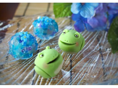 老舗和菓子店が“梅雨を愉しむ”上生菓子を発売カエルの『ぴょんケロ太』と紫陽花を表現した季節限定和菓子