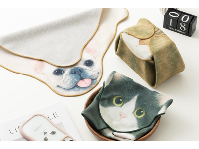 【新感覚】結ばないから一瞬で包める！「Jubilee」より犬猫デザインのくっつく風呂敷が新登場
