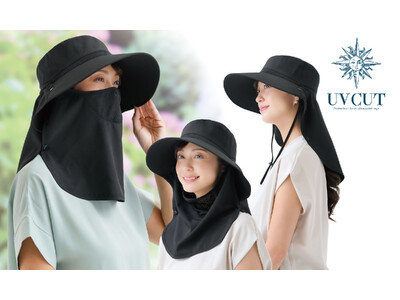 UVカット率99％！冷感生地で涼しく快適♪取り外せるフェイスカバー付きでうなじまでしっかりガードできる３way帽子