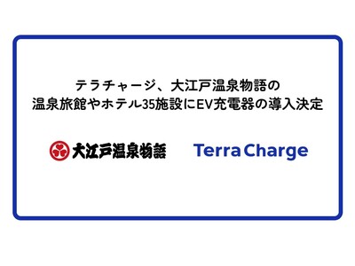 Terra Charge、大江戸温泉物語の温泉旅館やホテル35施設にEV充電器の導入決定