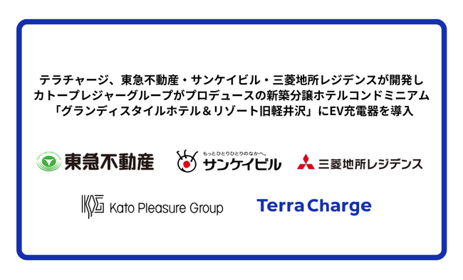 テラチャージ、東急不動産・サンケイビル・三菱地所レジデンスが開発しカトープレジャーグループがプロデュースの新築分譲ホテルコンドミニアム「グランディスタイルホテル＆リゾート旧軽井沢」にEV充電器を導入