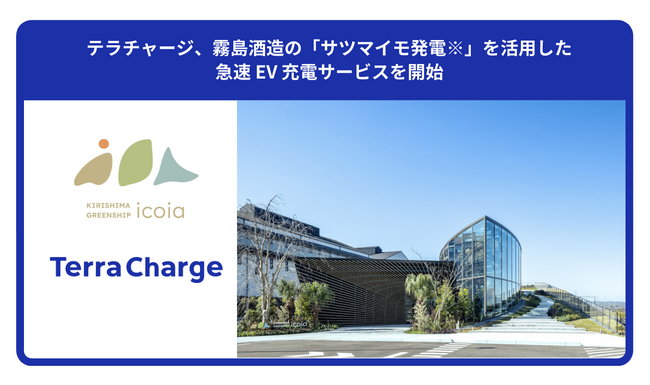 テラチャージ、霧島酒造の「サツマイモ発電※」を活用した急速 EV 充電サービスを開始